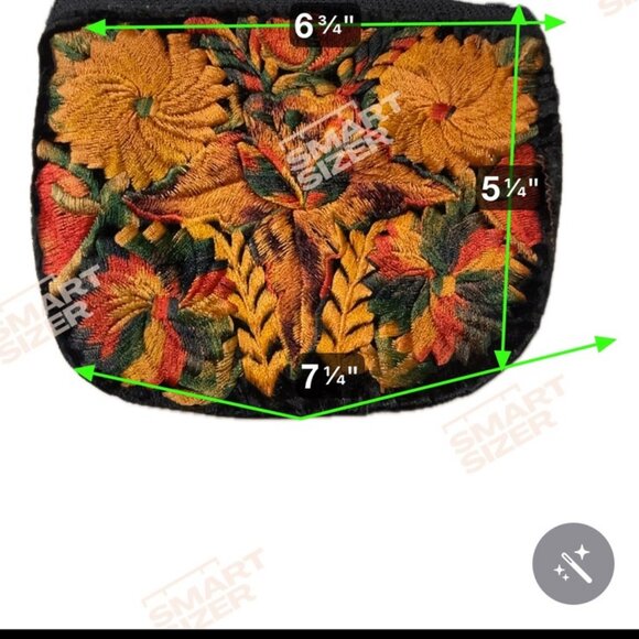 Not sure Size OS Vintage Floral Embroidered Velvet Crossbody Bag with Black Brai - Picture 3 of 3